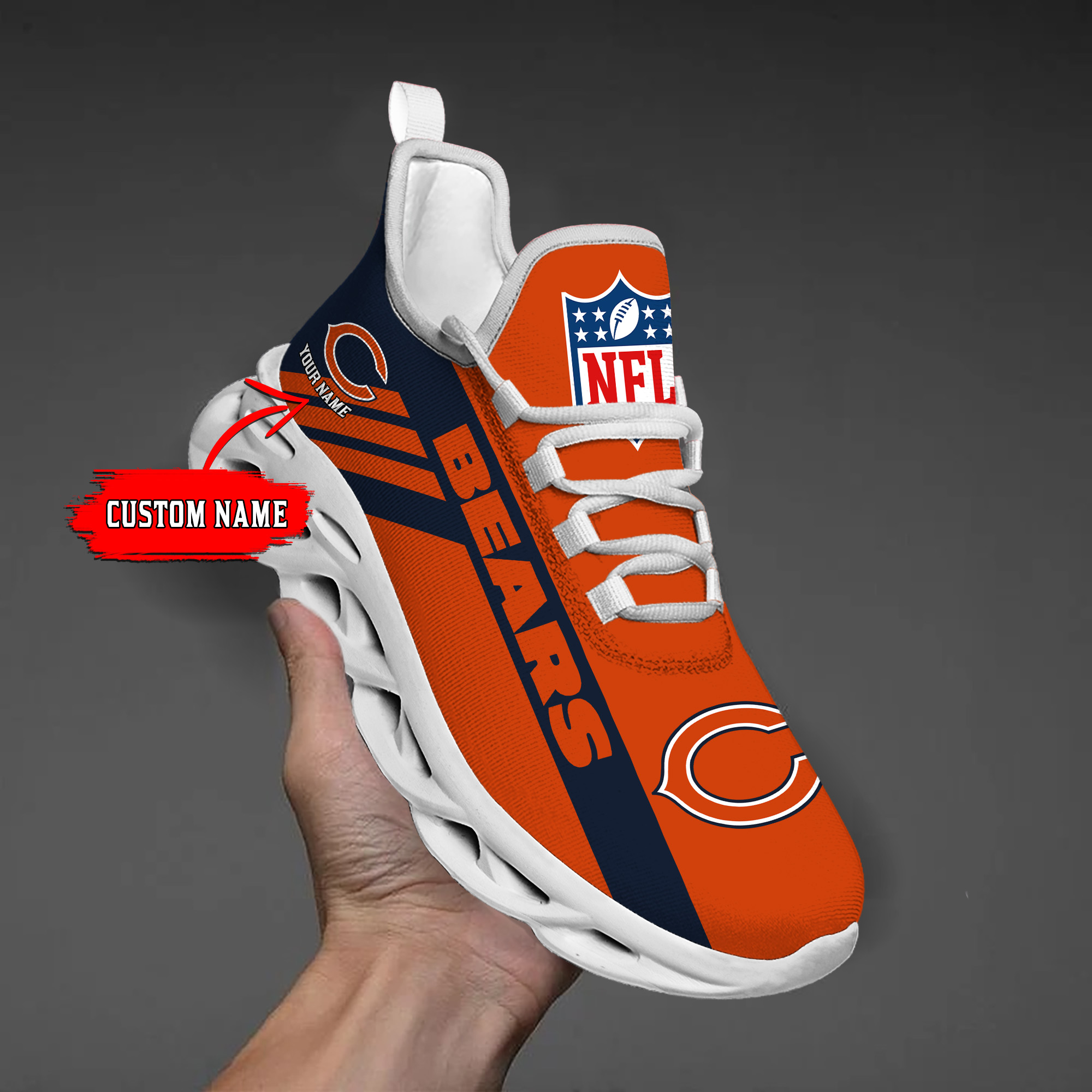 1 Custom Name   Chicago Bears    PERSONALIZED MAX SOUL SHOES  T3