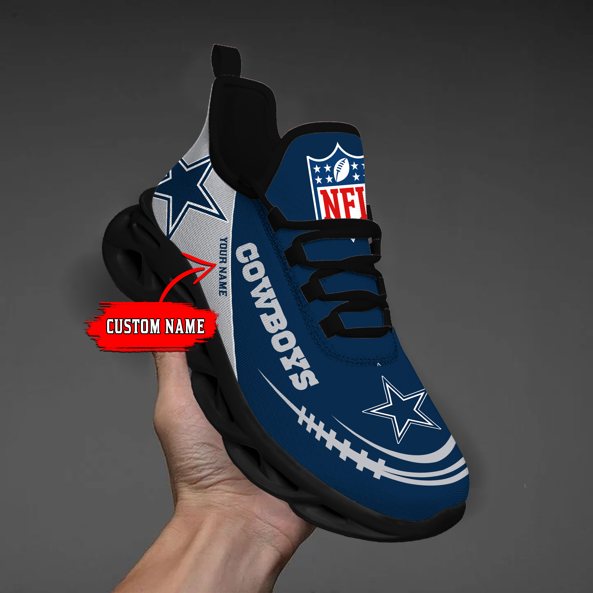 1 Custom Name   Dallas Cowboys   PERSONALIZED MAX SOUL SHOES T2