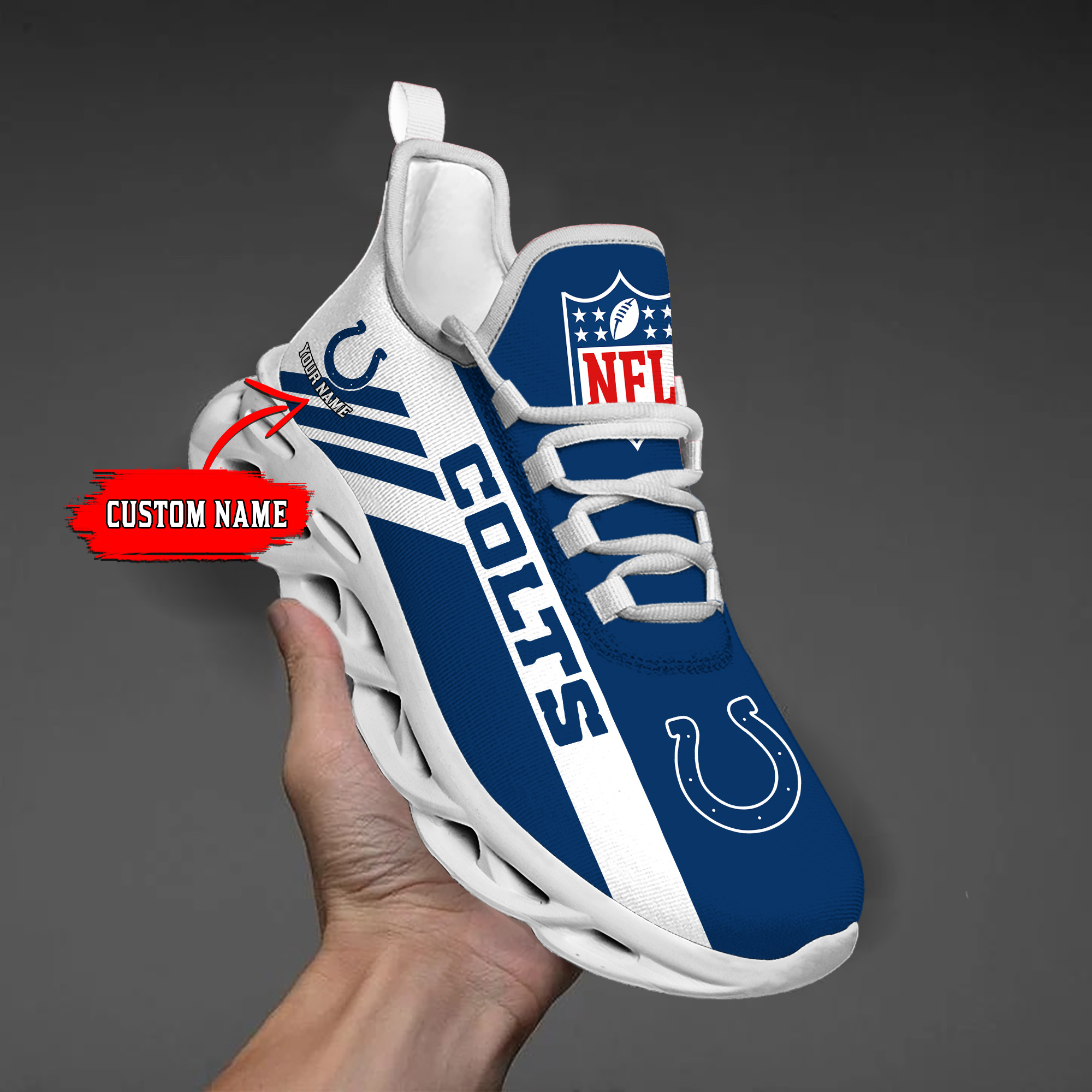 1 Custom Name   Indianapolis Colts    PERSONALIZED MAX SOUL SHOES  T3