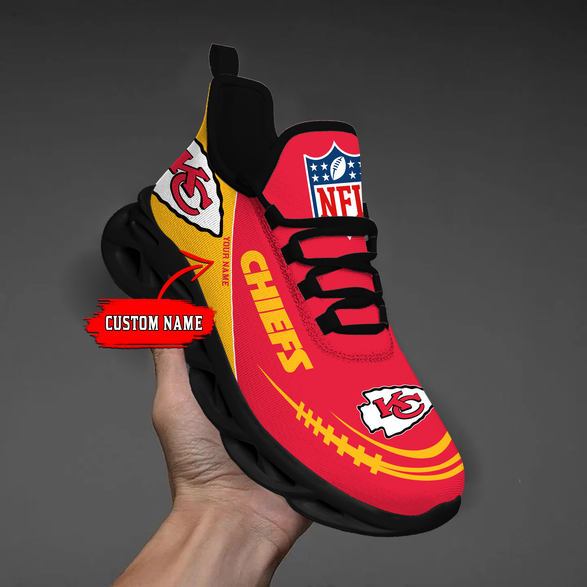 1 Custom Name   Kansas City Chiefs   PERSONALIZED MAX SOUL SHOES T2