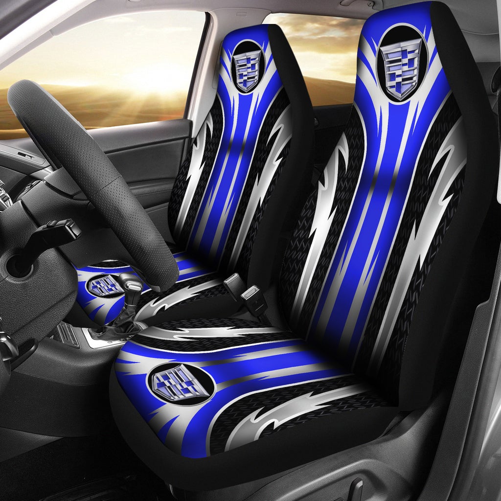 2 Front Cadillac Seat Covers Blue 