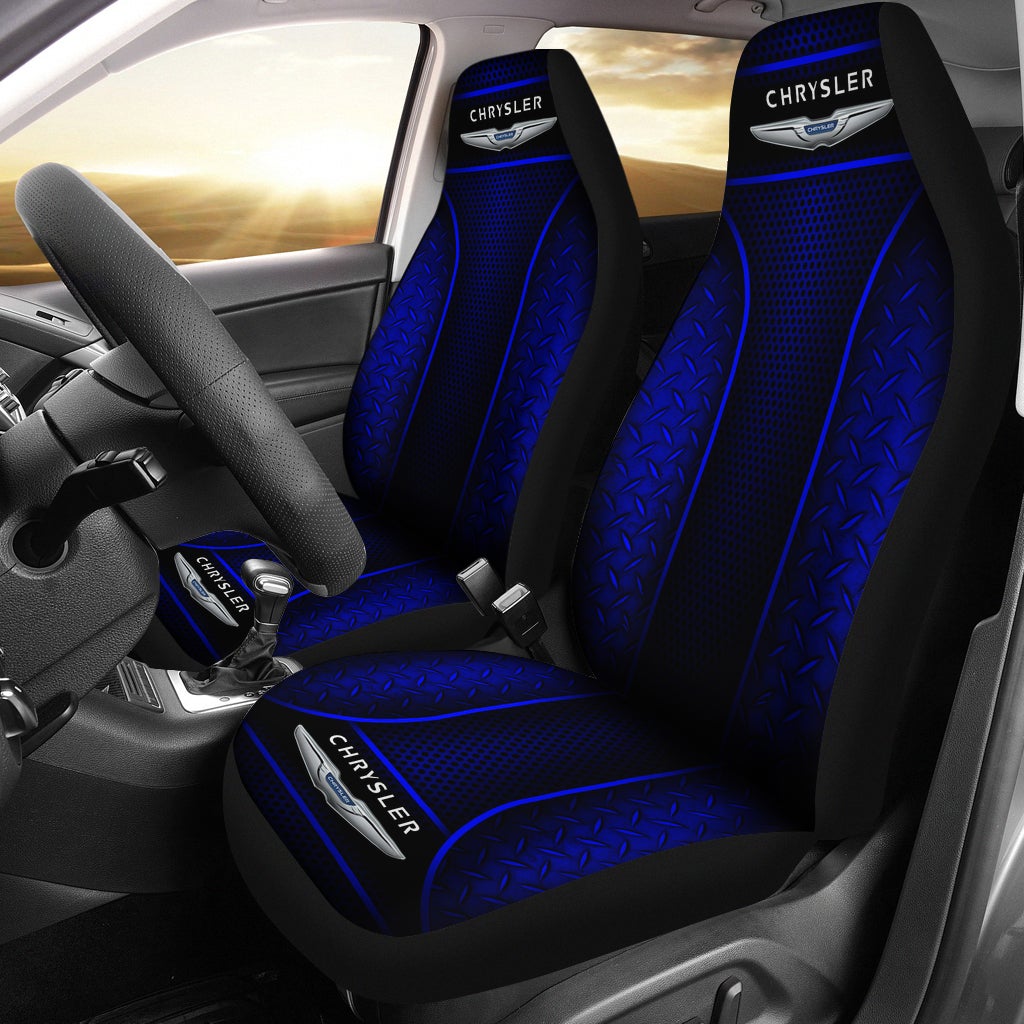 2 Front Chrysler Seat Covers Blue 