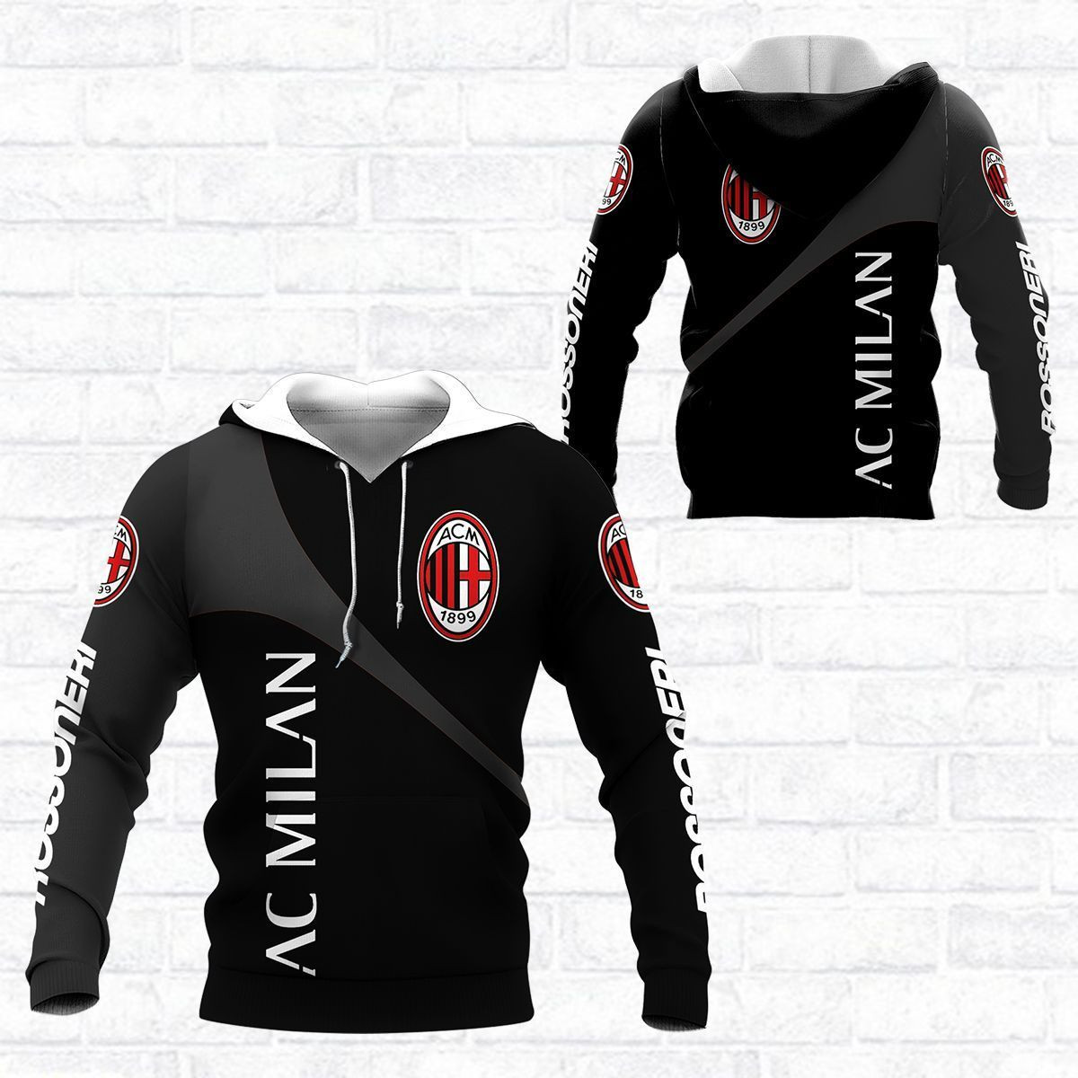 3D All Over Printed AC Milan Shirts Ver 4 (Black)