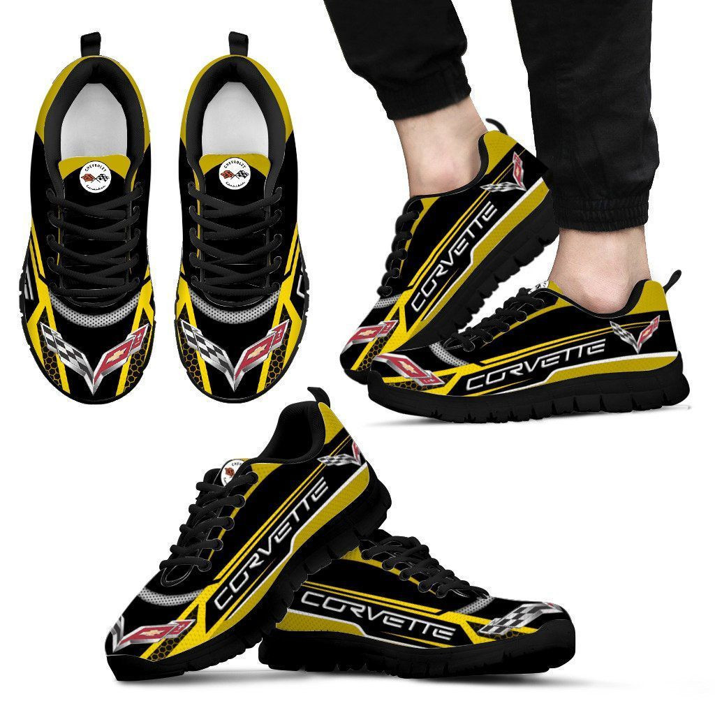 3D Printed Chevrolet Corvette  Sneakers For Men & Women Ver1 (Yellow)