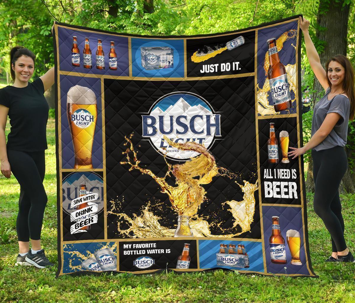 Busch Light Quilt Blanket Beer Lover Funny Gift 3D Quilt Blanket 96