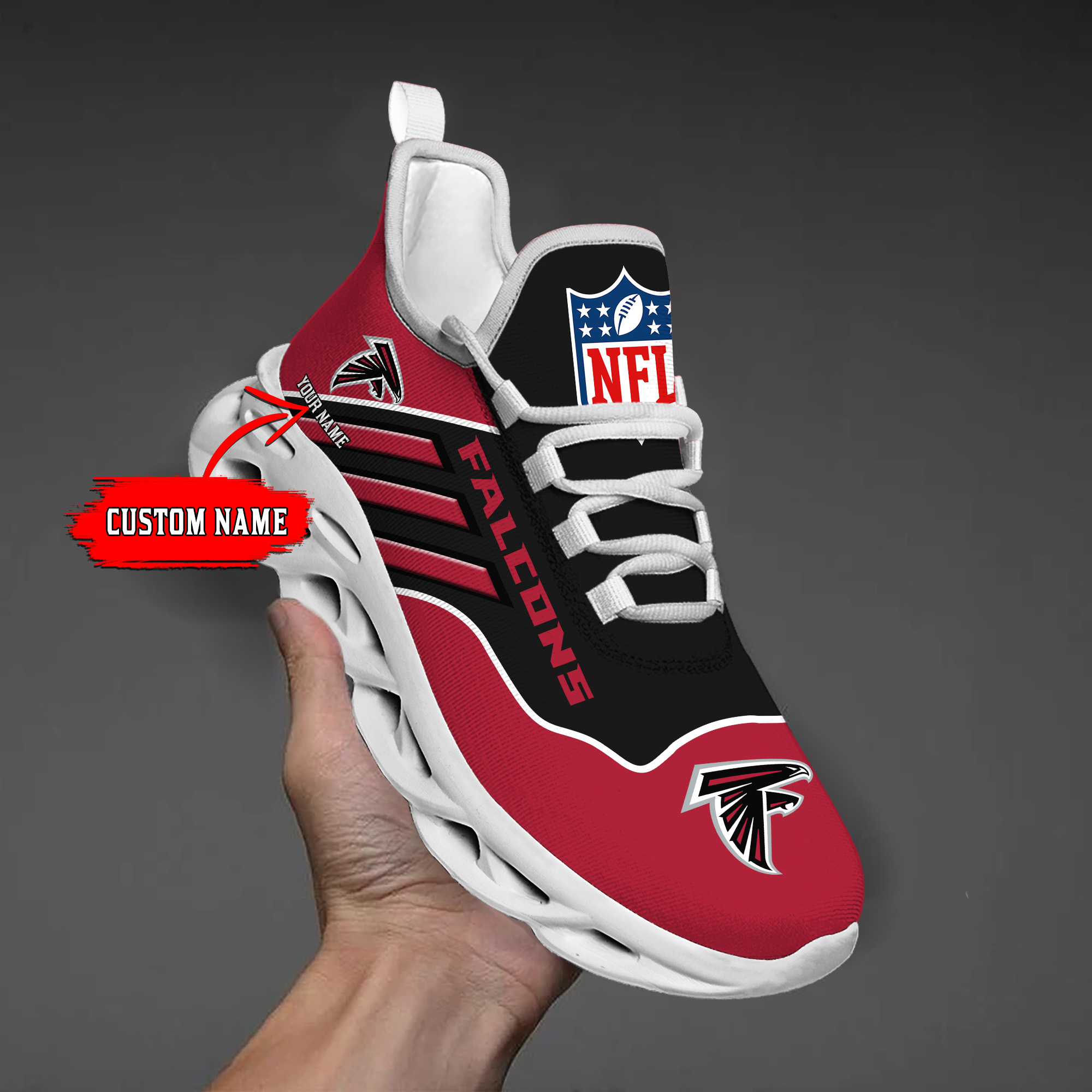 Custom Name  Atlanta Falcons PERSONALIZED MAX SOUL SHOES DS004  NEW 2022