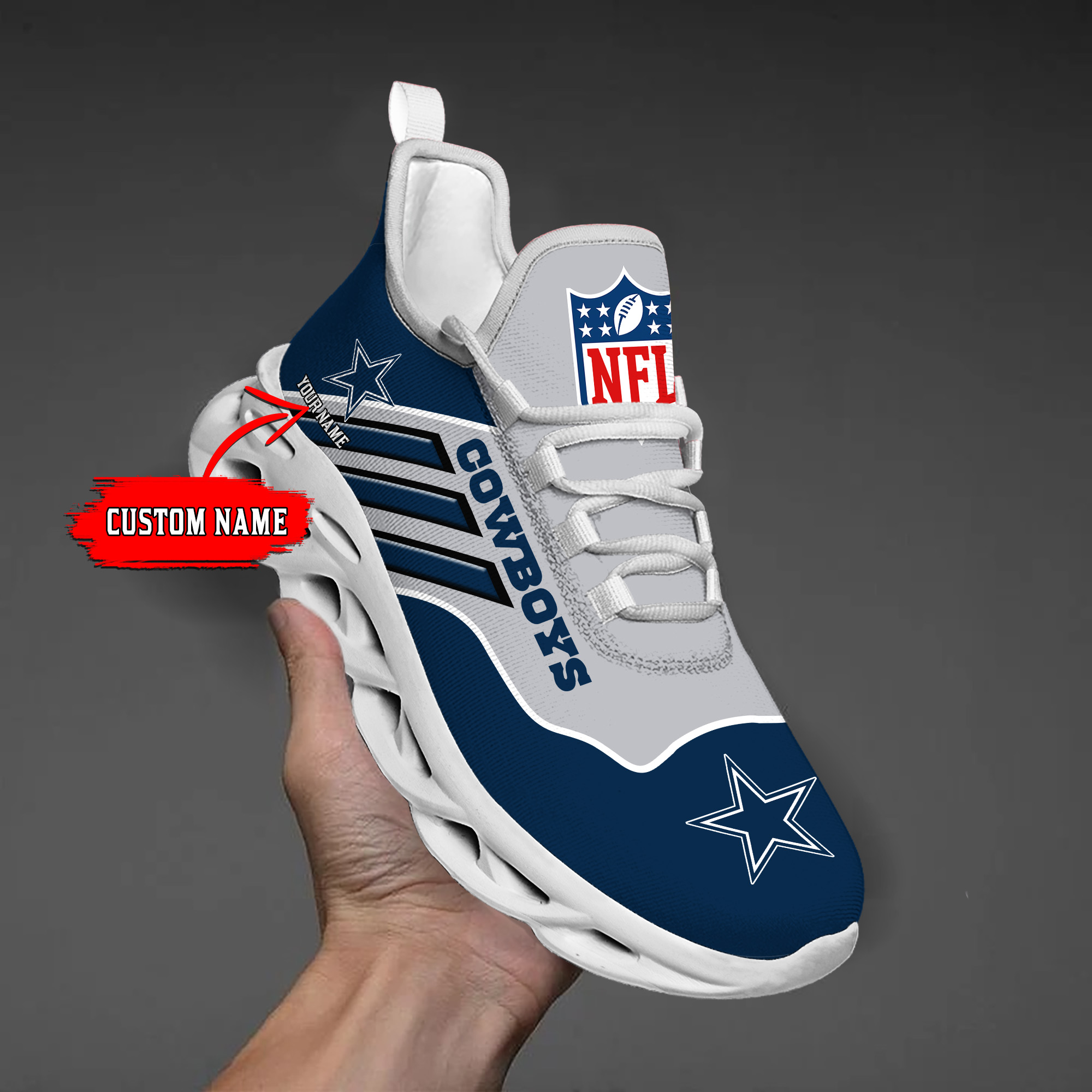 Custom Name  Dallas Cowboys PERSONALIZED MAX SOUL SHOES DS004  NEW 2022