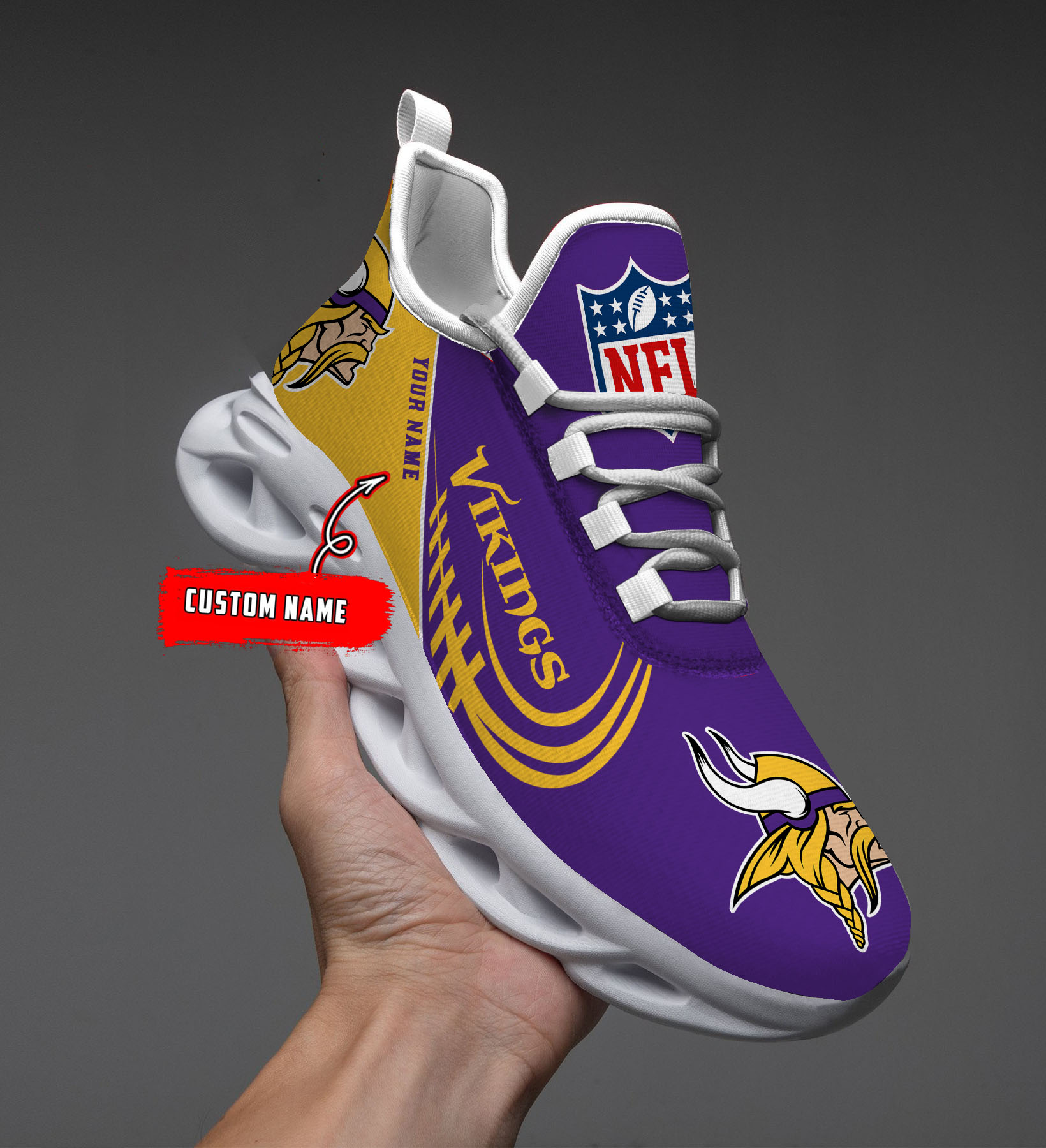 Custom Name  Minnesota Vikings PERSONALIZED MAX SOUL SHOES