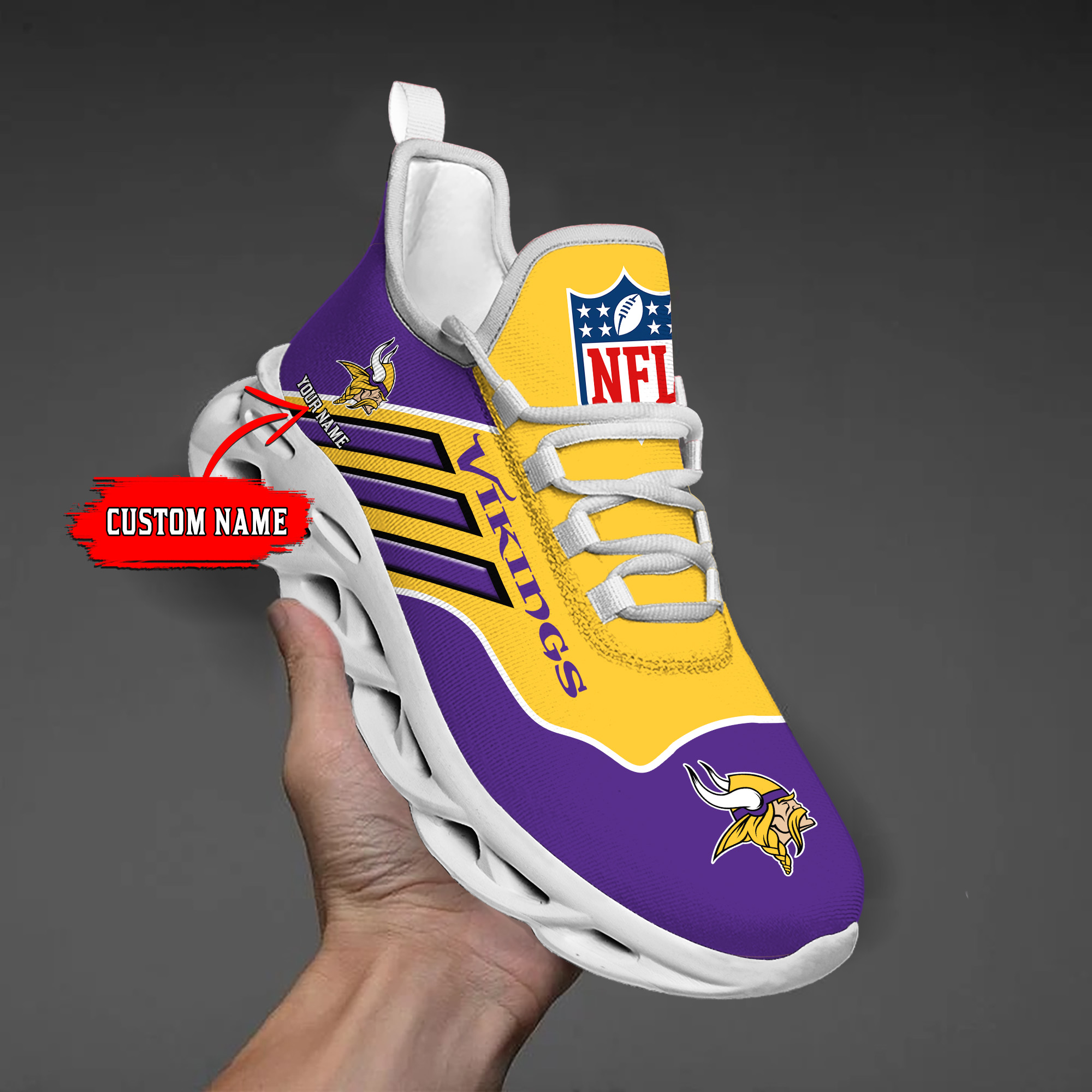 Custom Name  Minnesota Vikings PERSONALIZED MAX SOUL SHOES DS004  NEW 2022