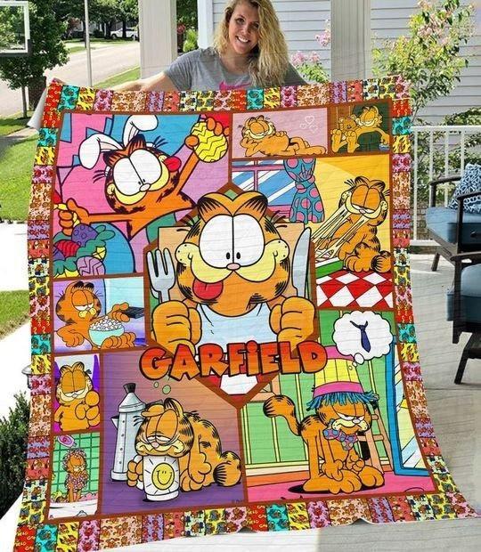 Funny Garfield Christmas Gift, Garfield Gift For Fan, Funny Garfield Quilt Blanket