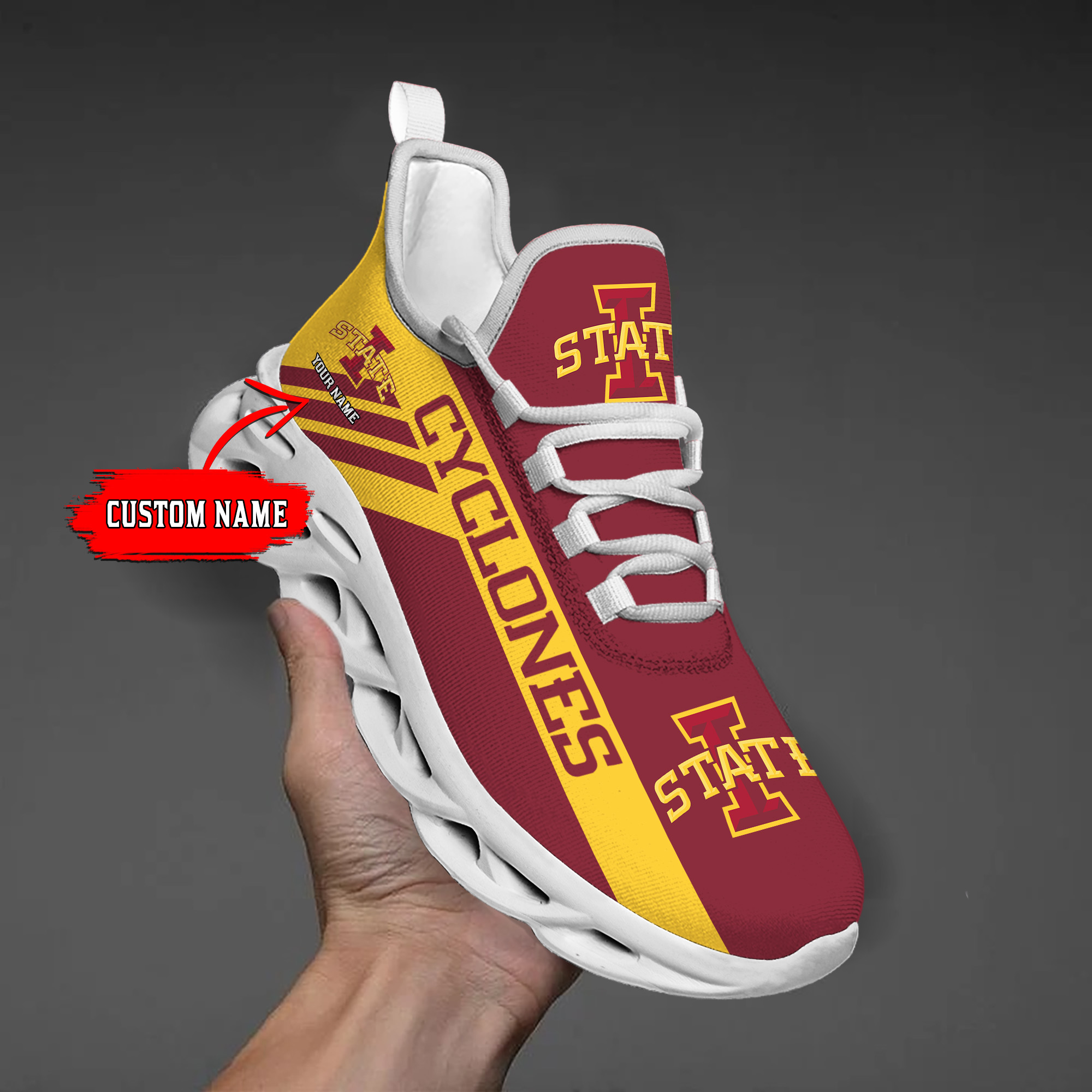 Iowa State Cyclones Custom Name  PERSONALIZED MAX SOUL SHOES  DS004