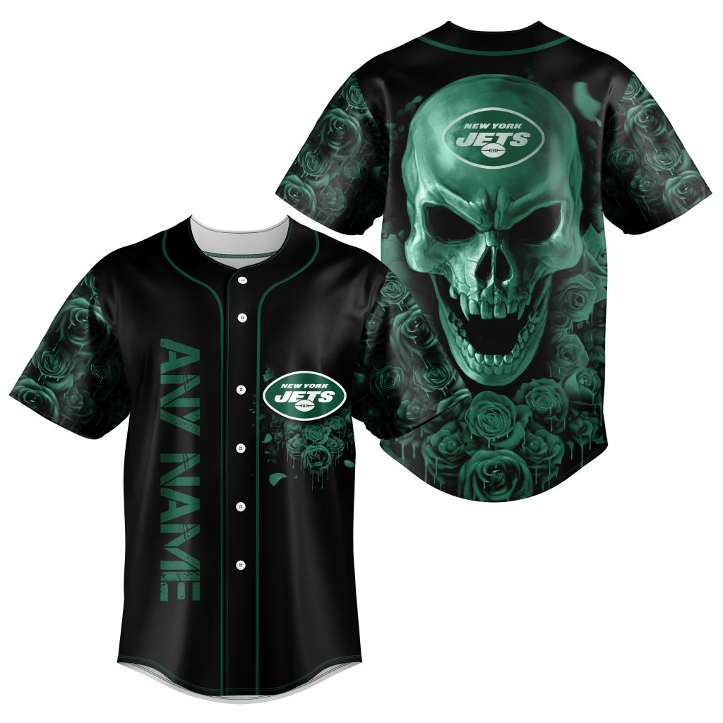 New York Jets Special Skull Art Baseball Jersey ST2201