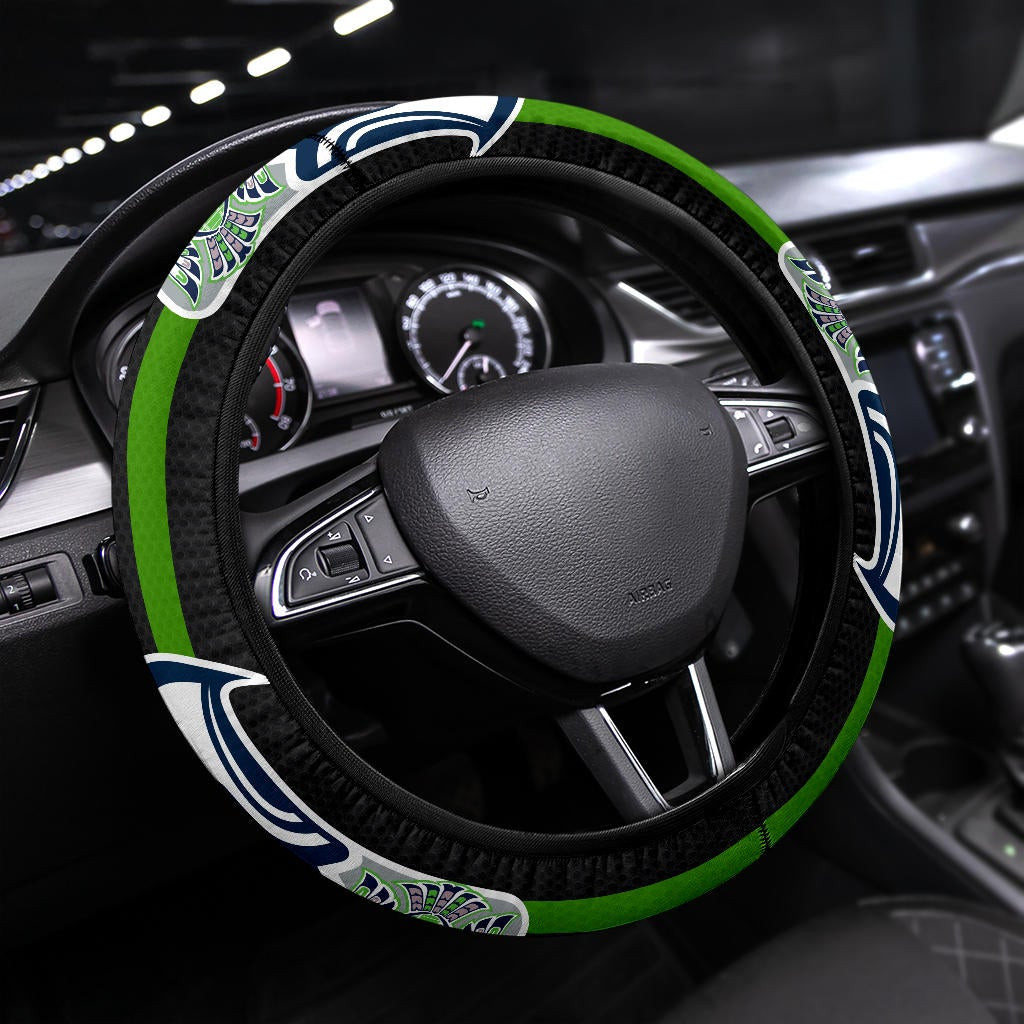  Team Steering Wheel Cover - Seattle Seahawks Face Incredible Lines Steering Wheel Cover