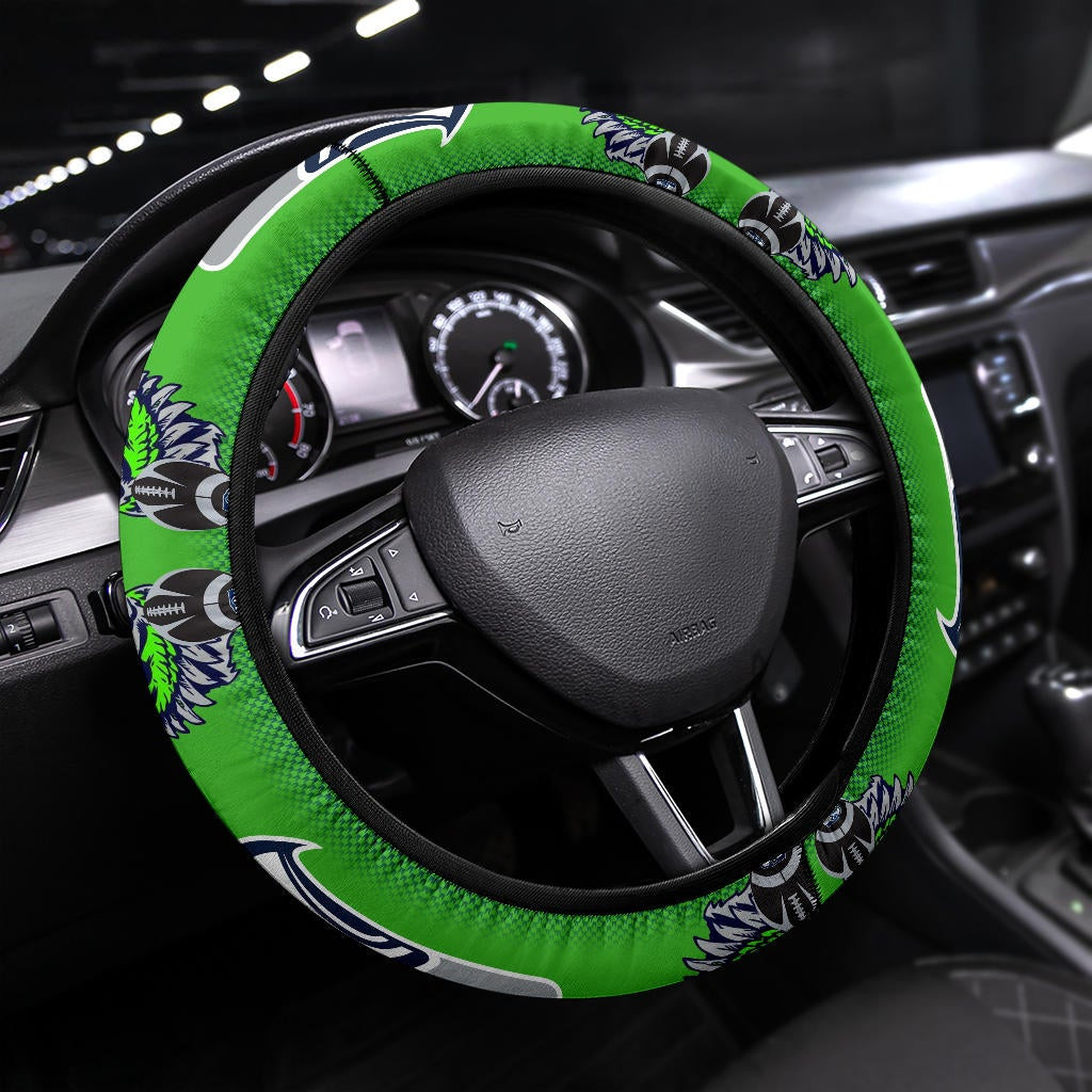  Team Steering Wheel Cover - Seattle Seahawks Muscle Bird 12 Green Steering Wheel Cover