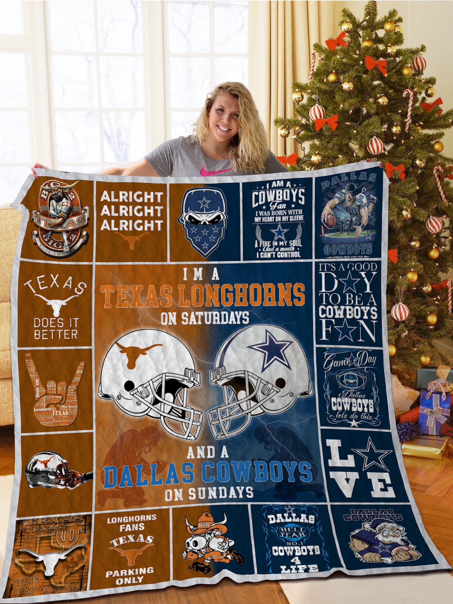 Texas Longhorns & Dallas Cowboys Quilt Blanket