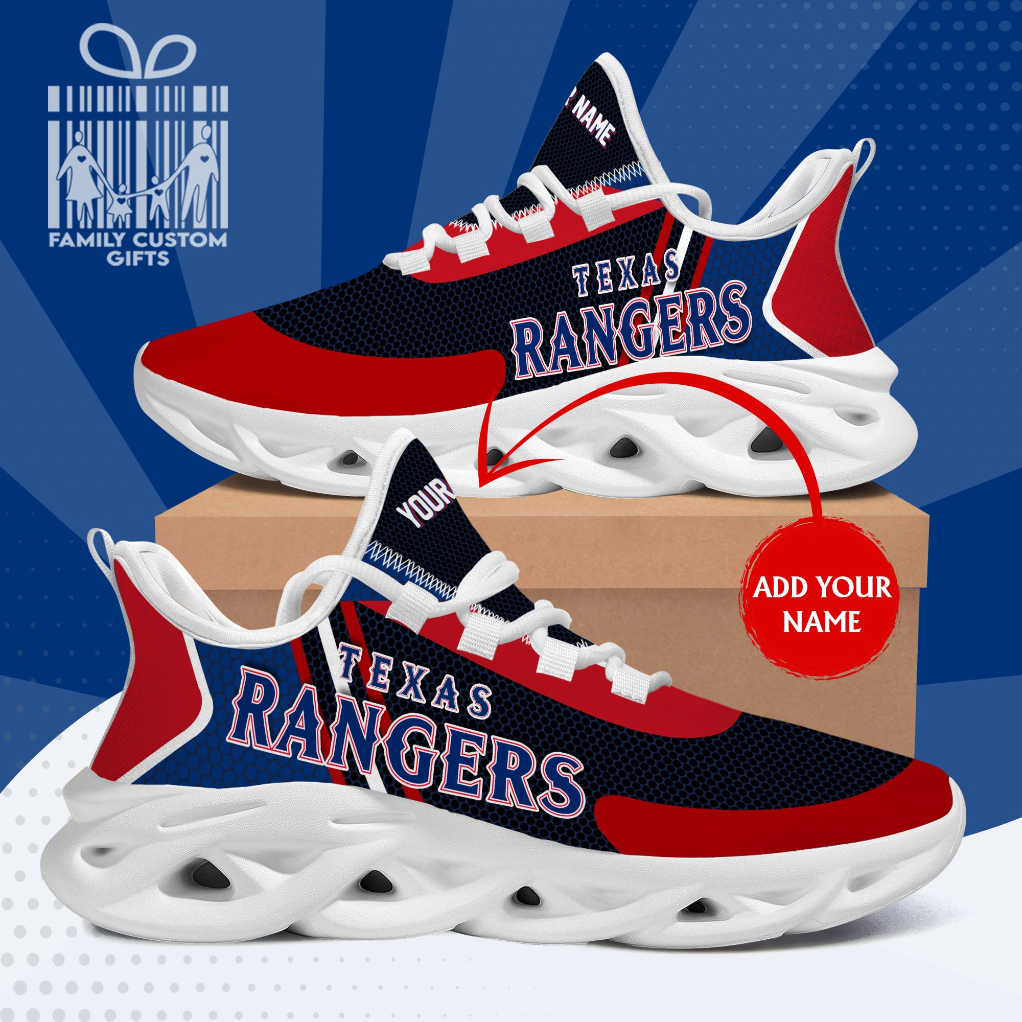 Texas Rangers Custom Baseball Personalized Max Soul Sneakers Running Sport Shoes for Men Women