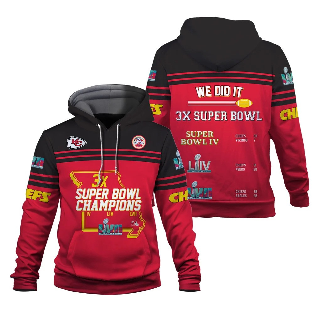 We Did It 3X Super Bowl Champions Kansas City Chiefs Super Bowl Champion 2023 Unisex 3D Hoodie