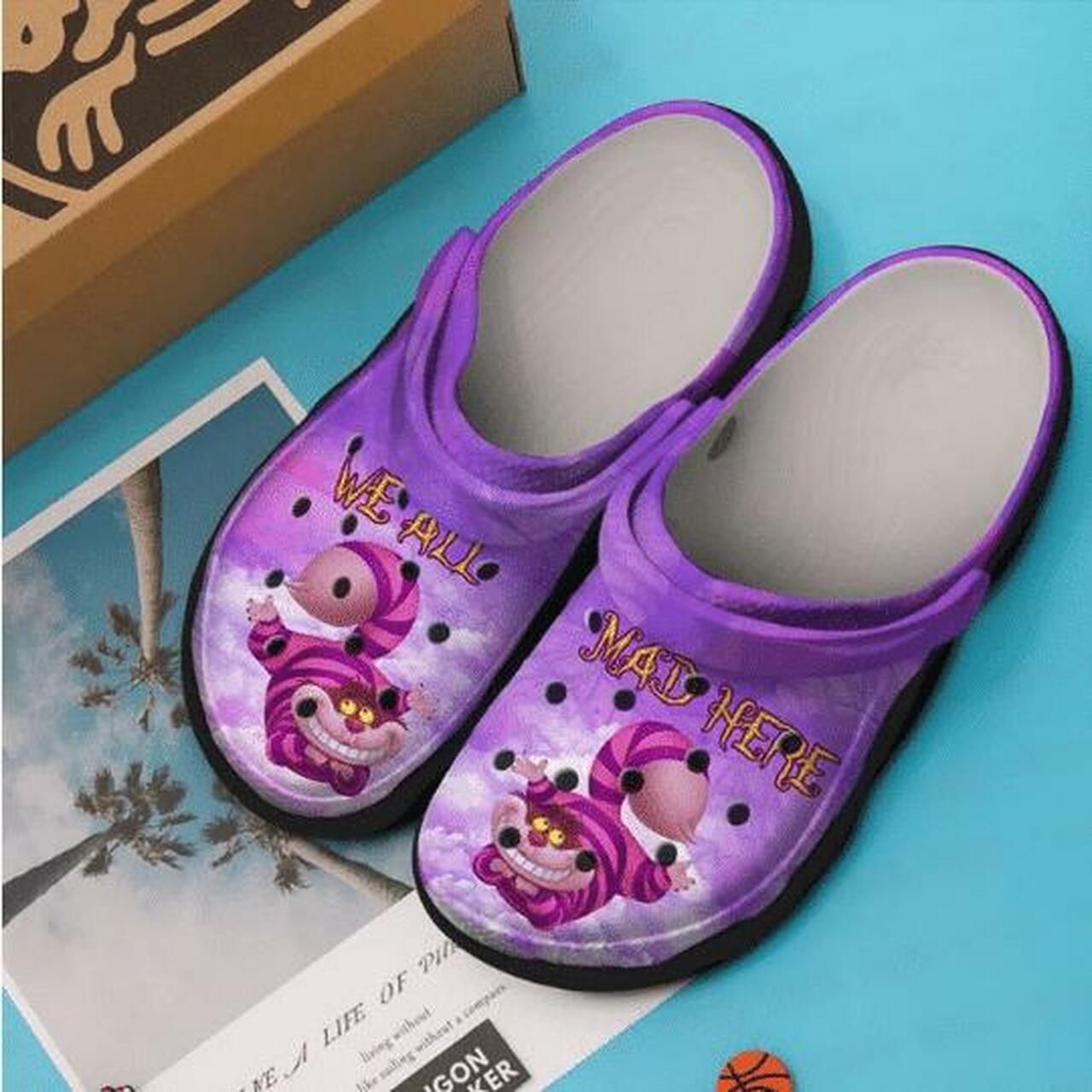 We’Re All Mad  Alice In Wonderland Personalized Gift For Lover Rubber Crocs Crocband Clogs