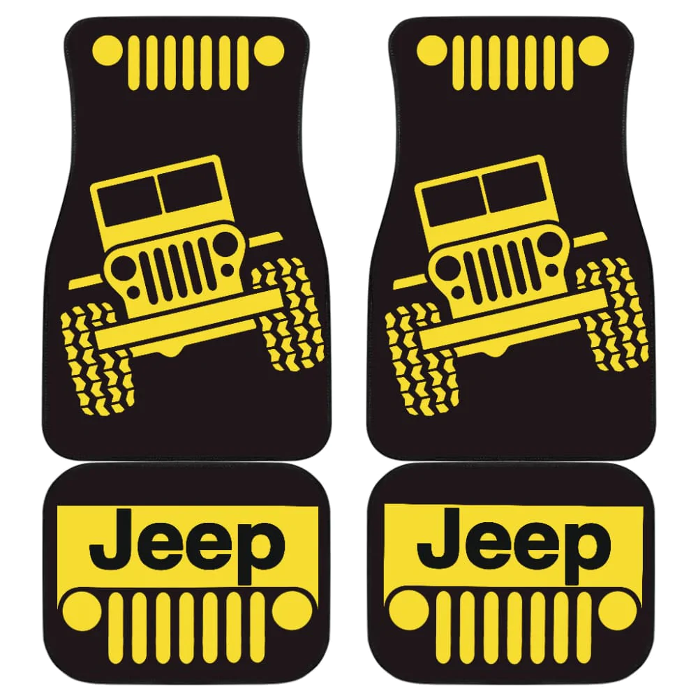 YELLOW BLACK JEEP OFFROAD CAR FLOOR MATS CUSTOM 2 211901 