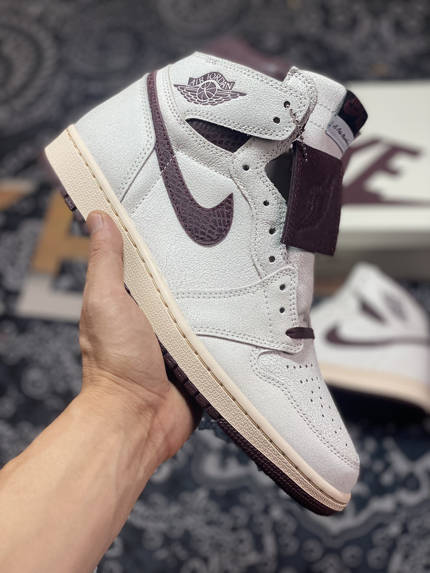 A Ma Manire x Air Jordan 1 Retro High OG SP Sail and Burgundy